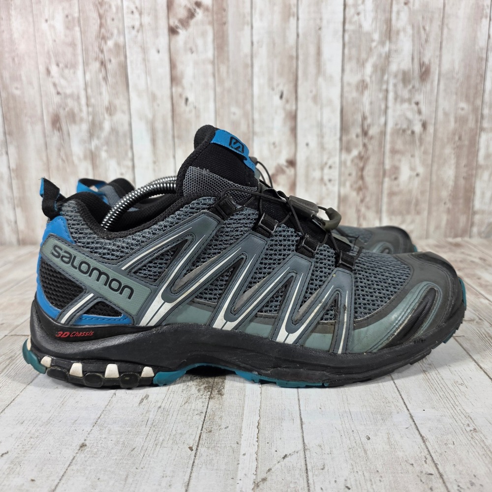 Salomon XA Pro 3D Mens Trail Running Shoes Grey Blue 400745 Size 10.5